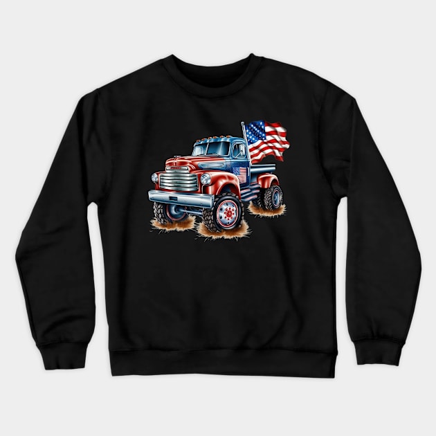 4th Of July Ford Truck Crewneck Sweatshirt by Kingdom Arts and Designs